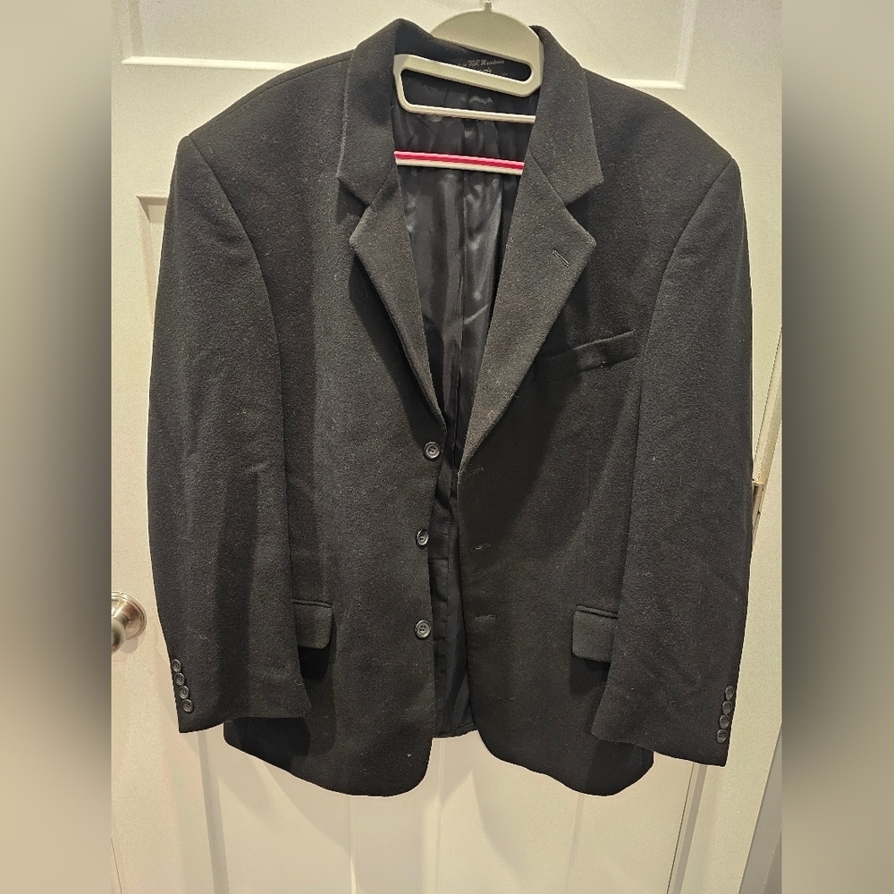Gianfranco Ruffini Collection 40R Black Cashmere Blend Sport Coat Blazer 2-Btn